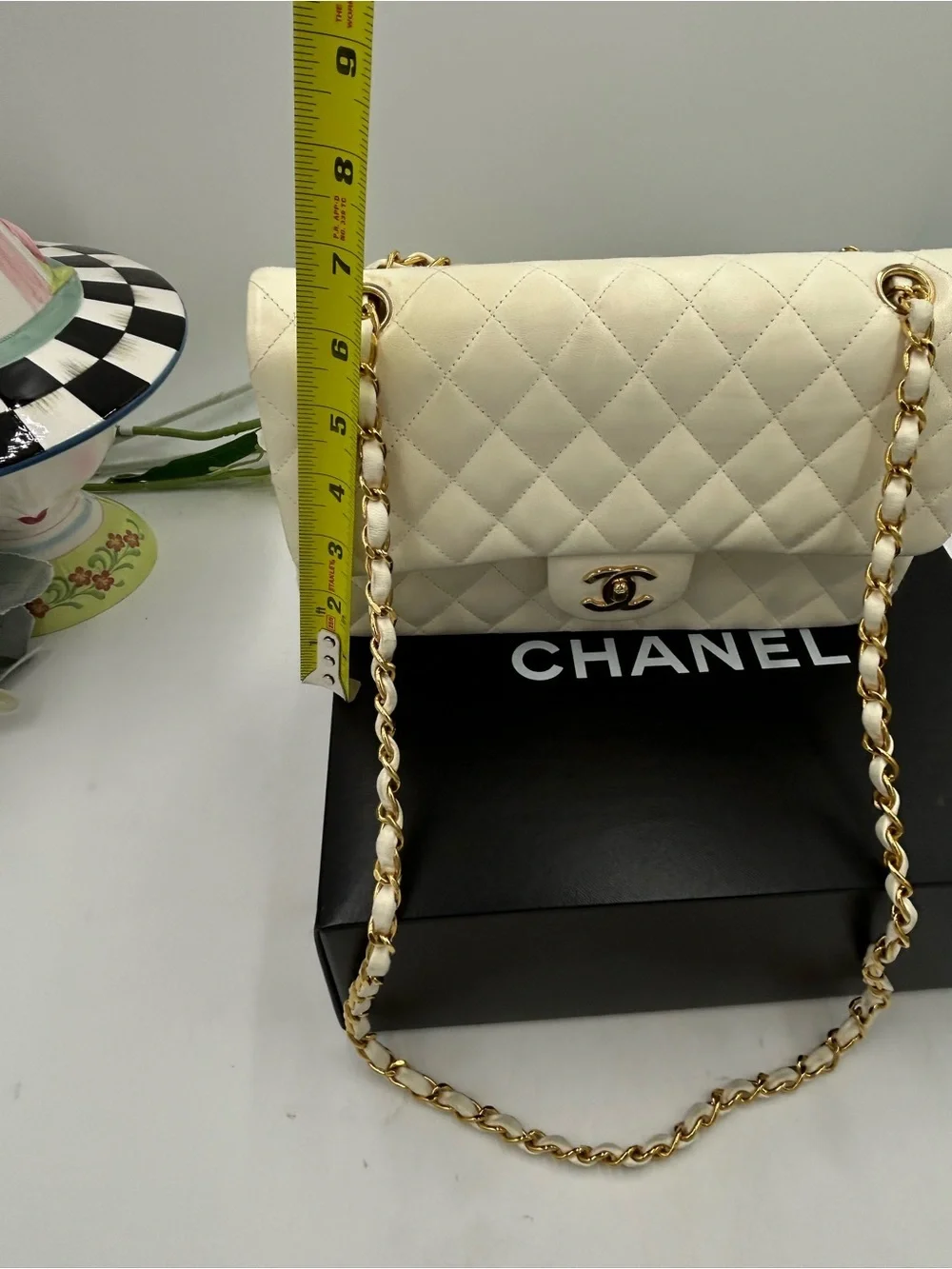 Women's CHANEL Quilted Shoulder Bag in Ivory with Gold Hardware made in France